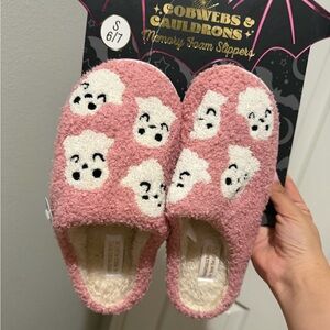 Cobwebs & Cauldrons Pink Memory Foam Slippers